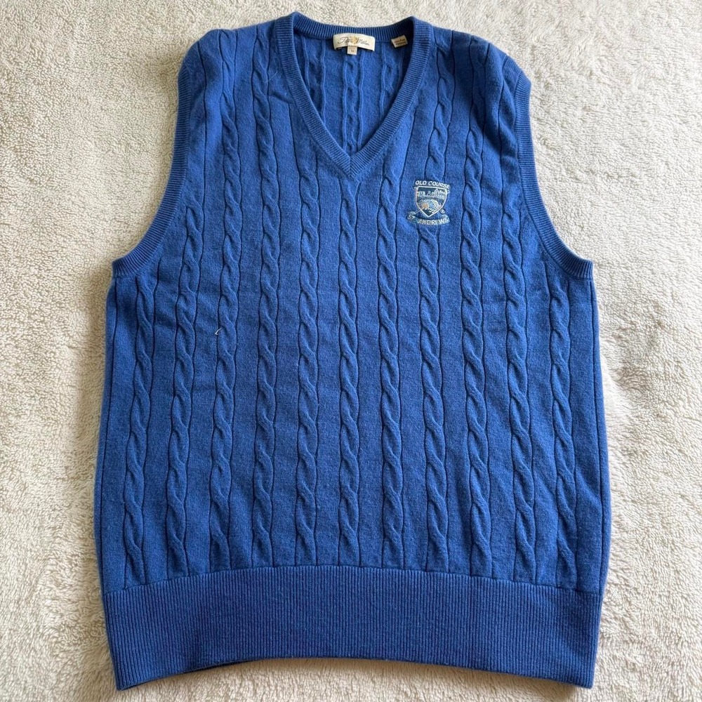 Peter Millar St Andrews Cashmere Sweater Vest Blue Mens M